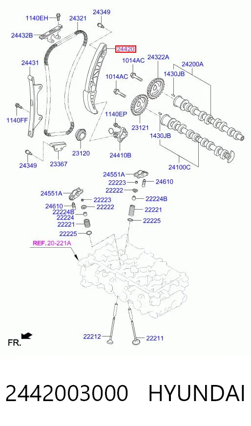 2442003000 Hyundai/Kia Башмак натягувача ланцюга ГРМ