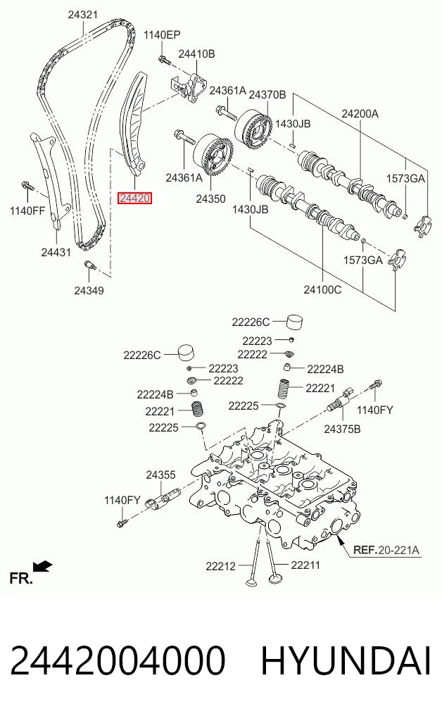 2442004000 Hyundai/Kia Башмак натягувача ланцюга ГРМ