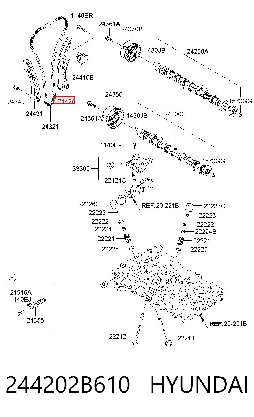 244202B610 Hyundai/Kia Башмак натягувача ланцюга ГРМ