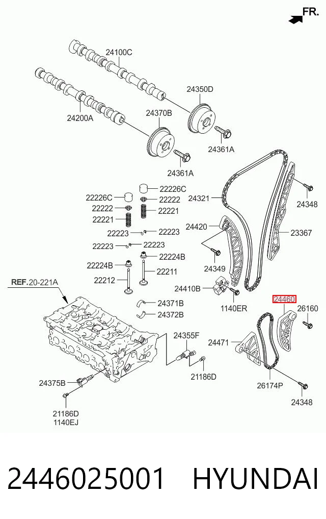 2446025001 Hyundai/Kia Натягувач ланцюга насосу масляного