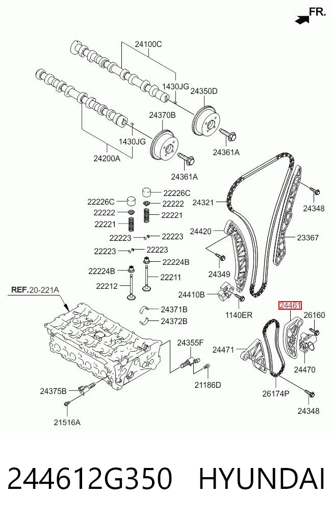 244612G350 Hyundai/Kia Ланцюг масляного насоса, комплект