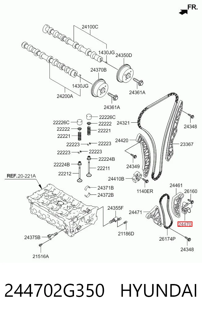 244702G350 Hyundai/Kia Ланцюг масляного насоса, комплект