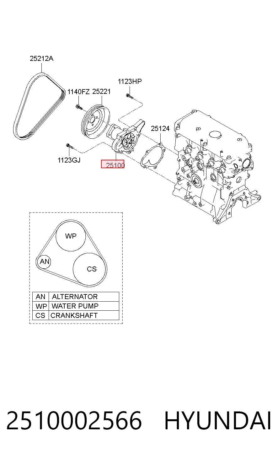 2510002566 Hyundai/Kia Насос охолодження