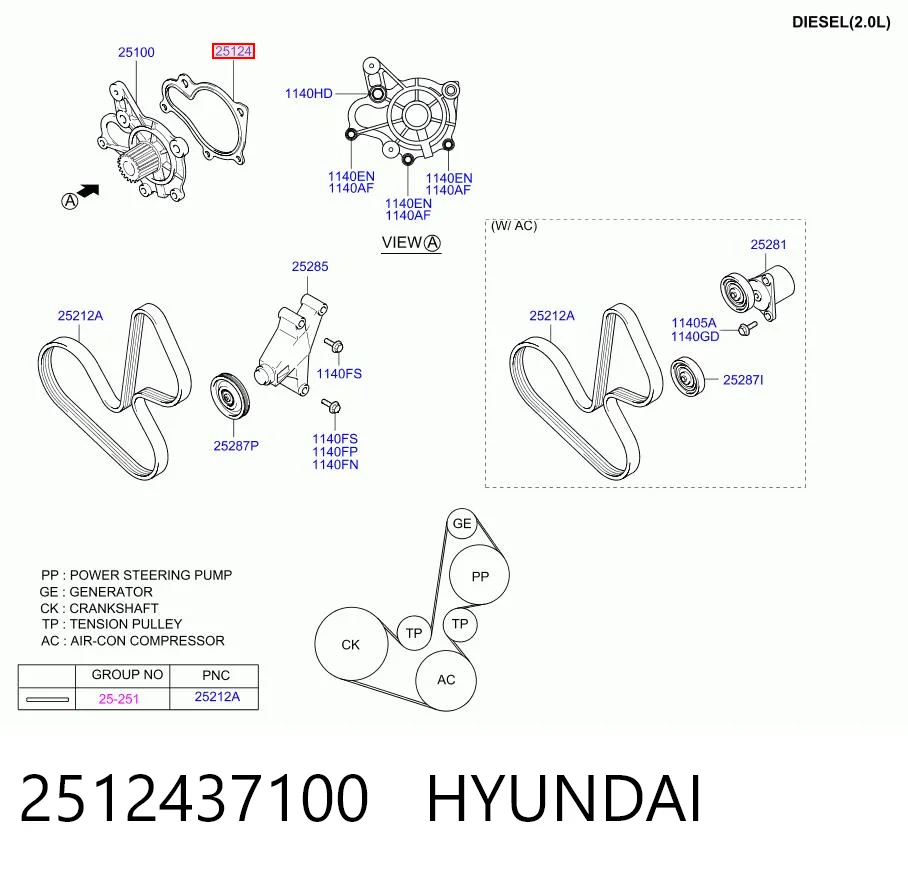 2512437100 Hyundai/Kia Прокладка водяної помпи