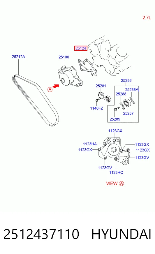 2512437110 Hyundai/Kia Прокладка водяної помпи