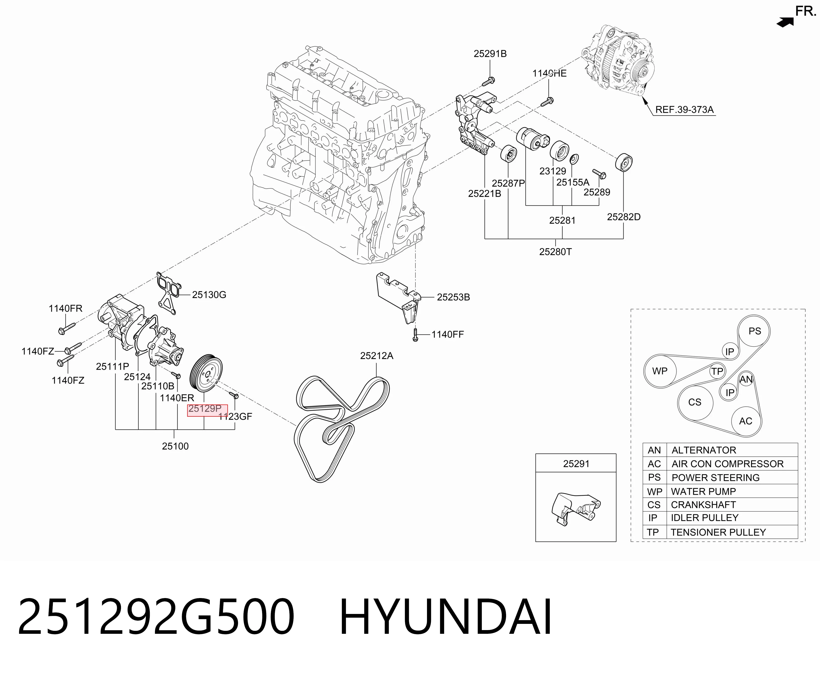 Шків водяного насоса на Hyundai Santa Fe II CM