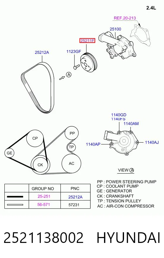 Шків водяної помпи Hyundai Sonata IV
