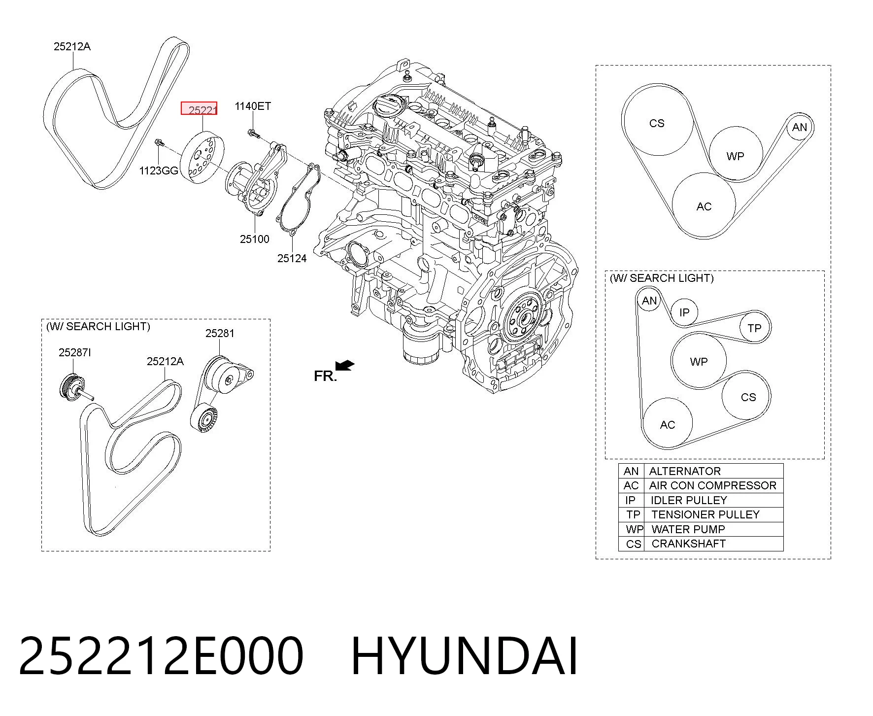 Шків водяного насоса на Hyundai Elantra V MD