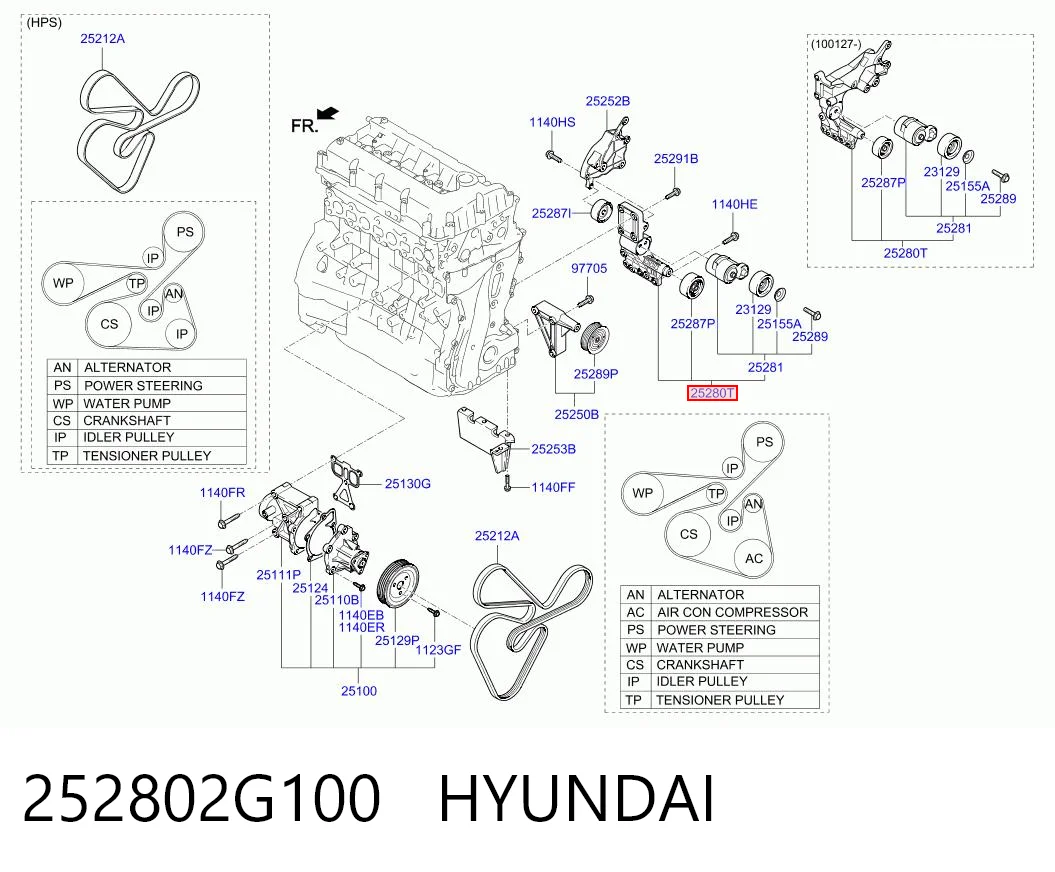 252802G100 Hyundai/Kia Кронштейн натягувача приводного ременя
