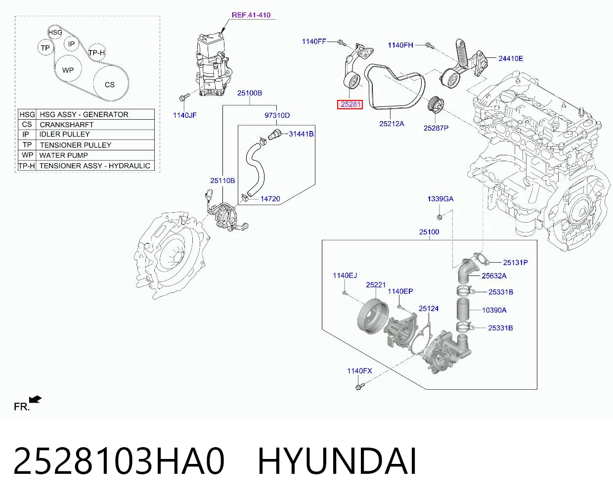 2528103HA0 Hyundai/Kia Натягувач ременя ГРМ