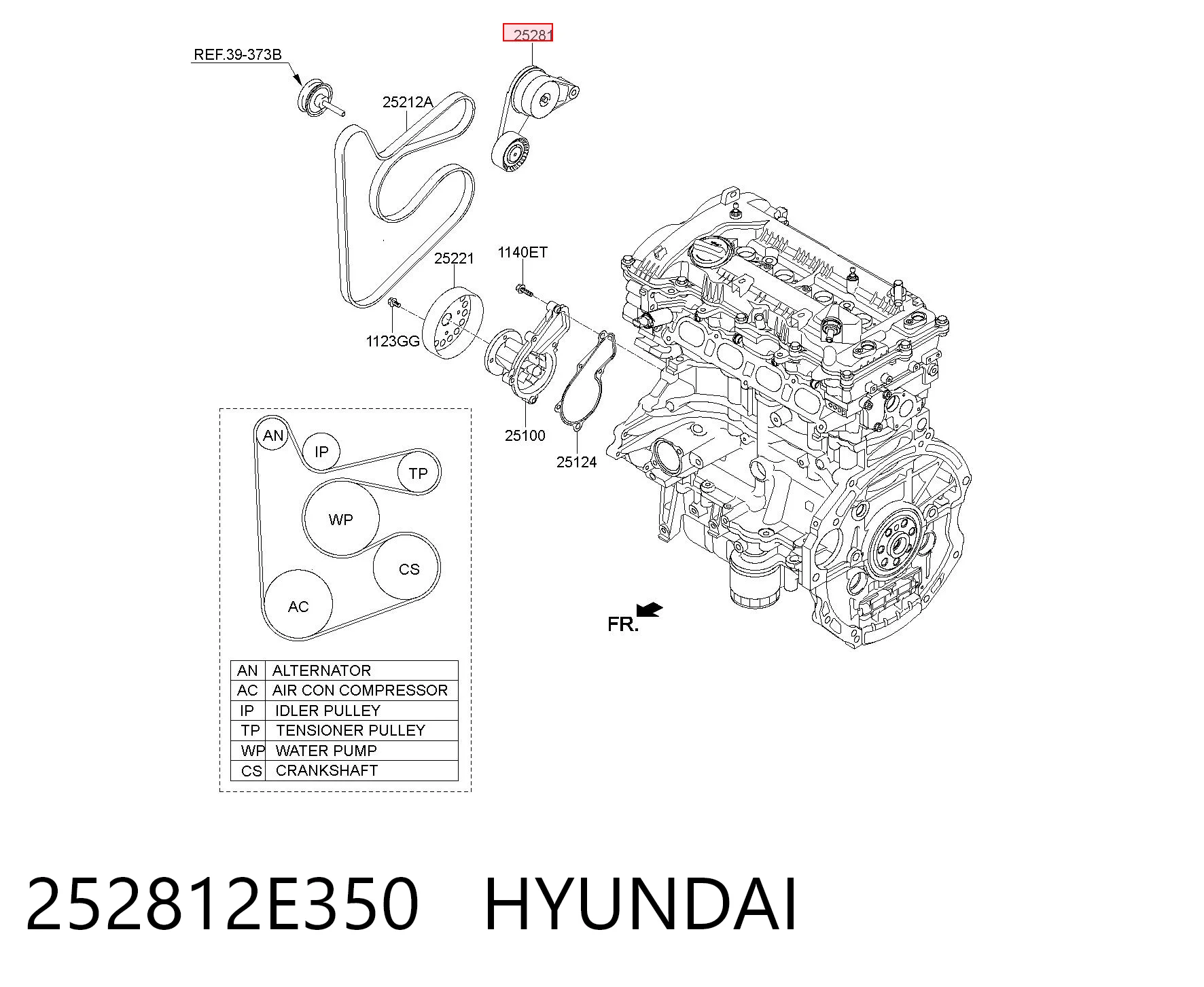 252812E350 Hyundai/Kia Натяжна планка поліклинового ременя
