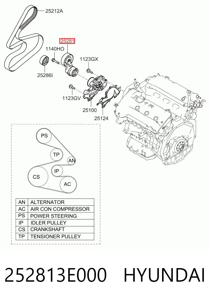 Купити Натягувач приводного ременя Hyundai Grandeur  TG