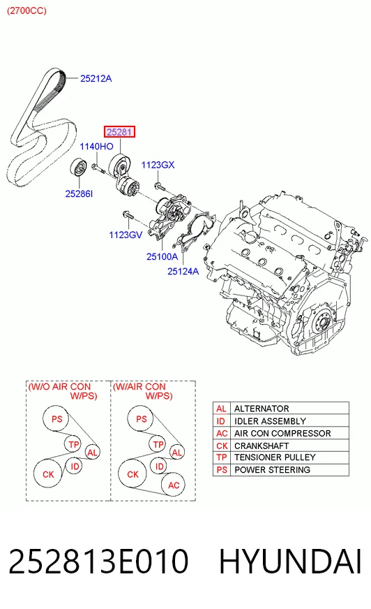  Натягувач приводного ременя Hyundai Grandeur 