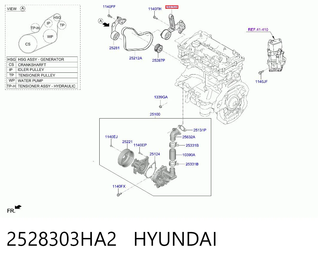 2528303HA2 Hyundai/Kia Натяжна планка поліклинового ременя