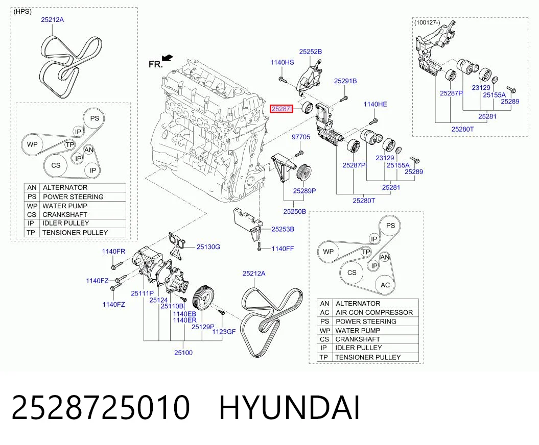 2528725010 Hyundai/Kia Ролик приводного ременя, паразитний