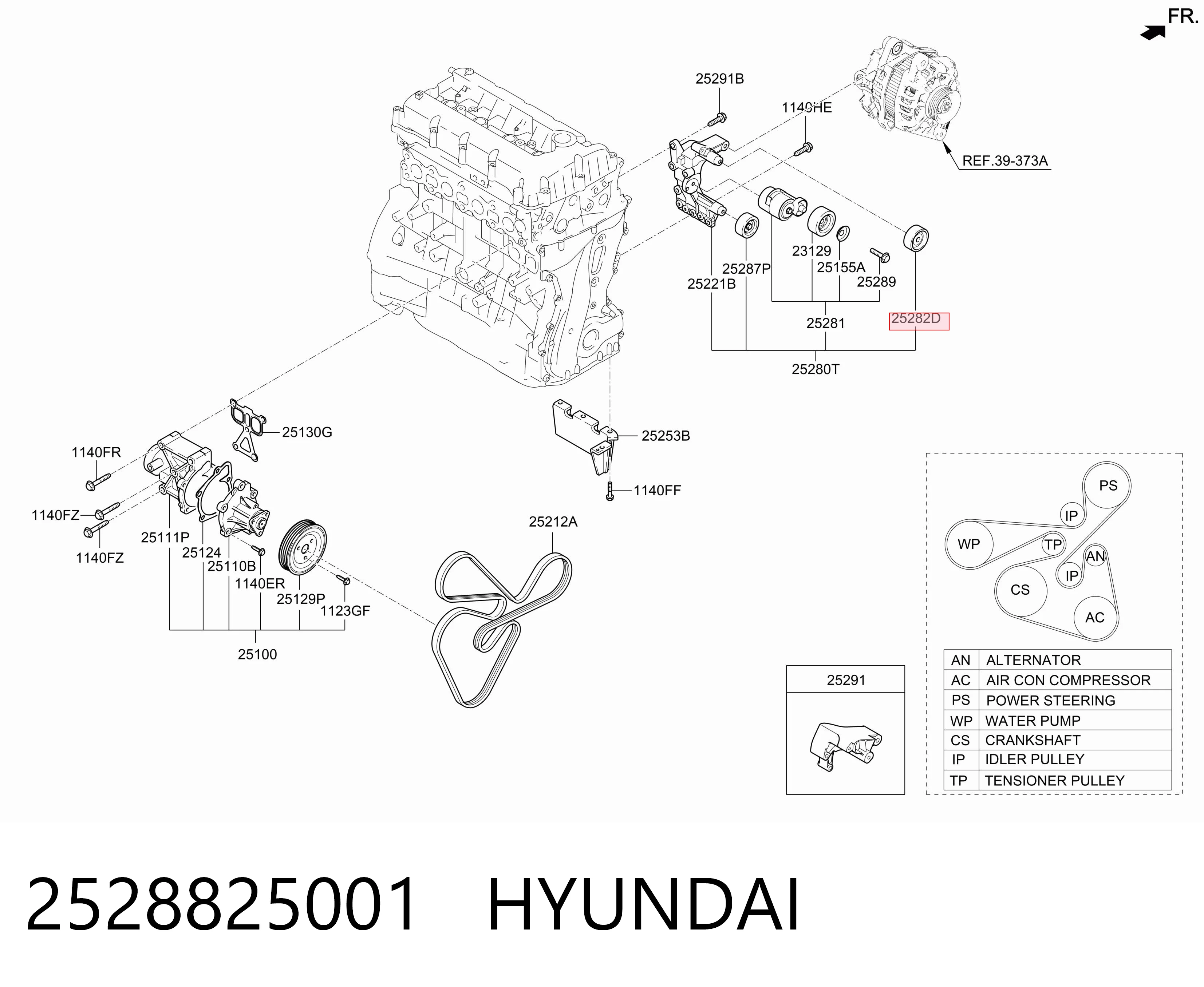 2528825001 Hyundai/Kia Ролик приводного ременя, паразитний