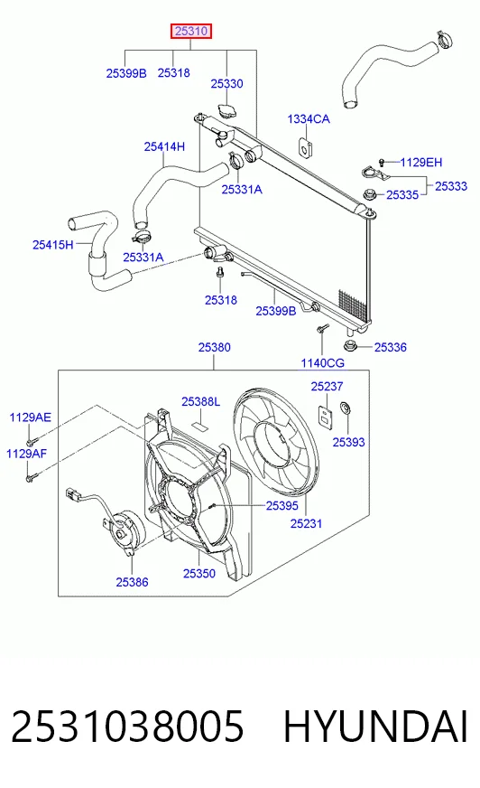 2531038005 Hyundai/Kia Радіатор охолодження двигуна