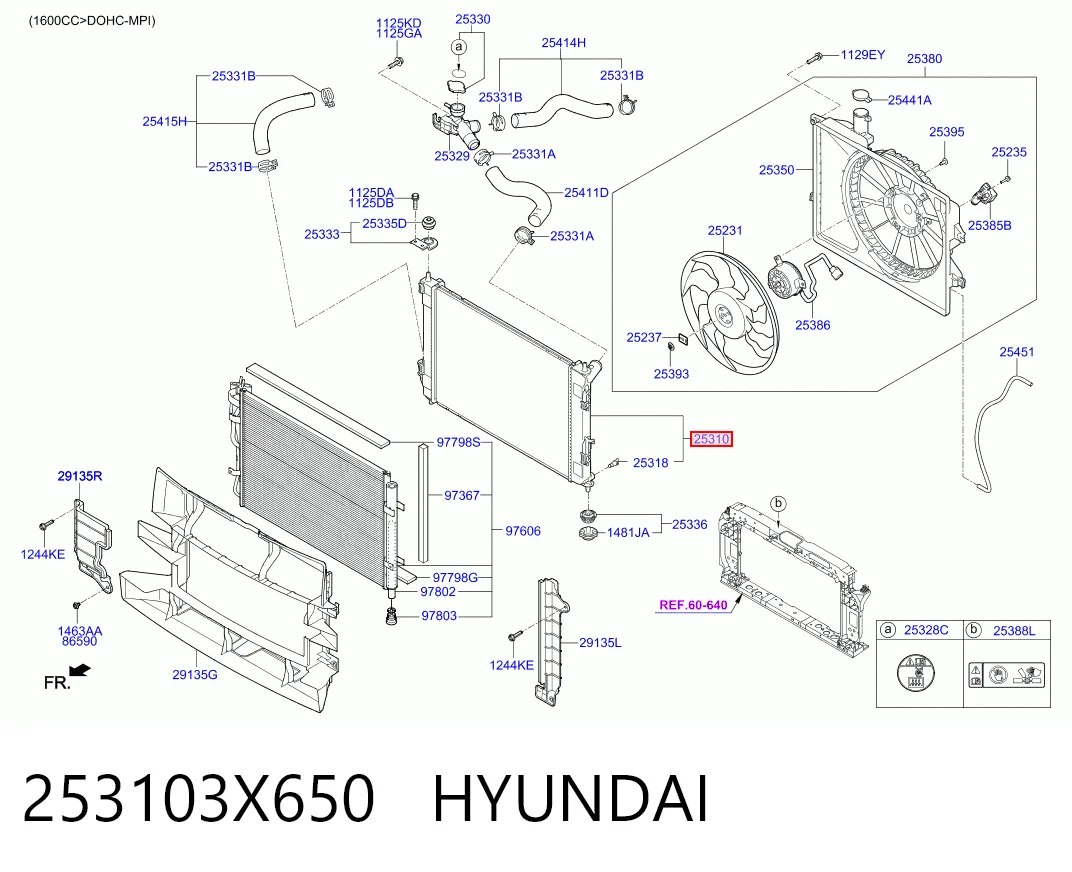 253103X650 Hyundai/Kia Радіатор охолодження двигуна