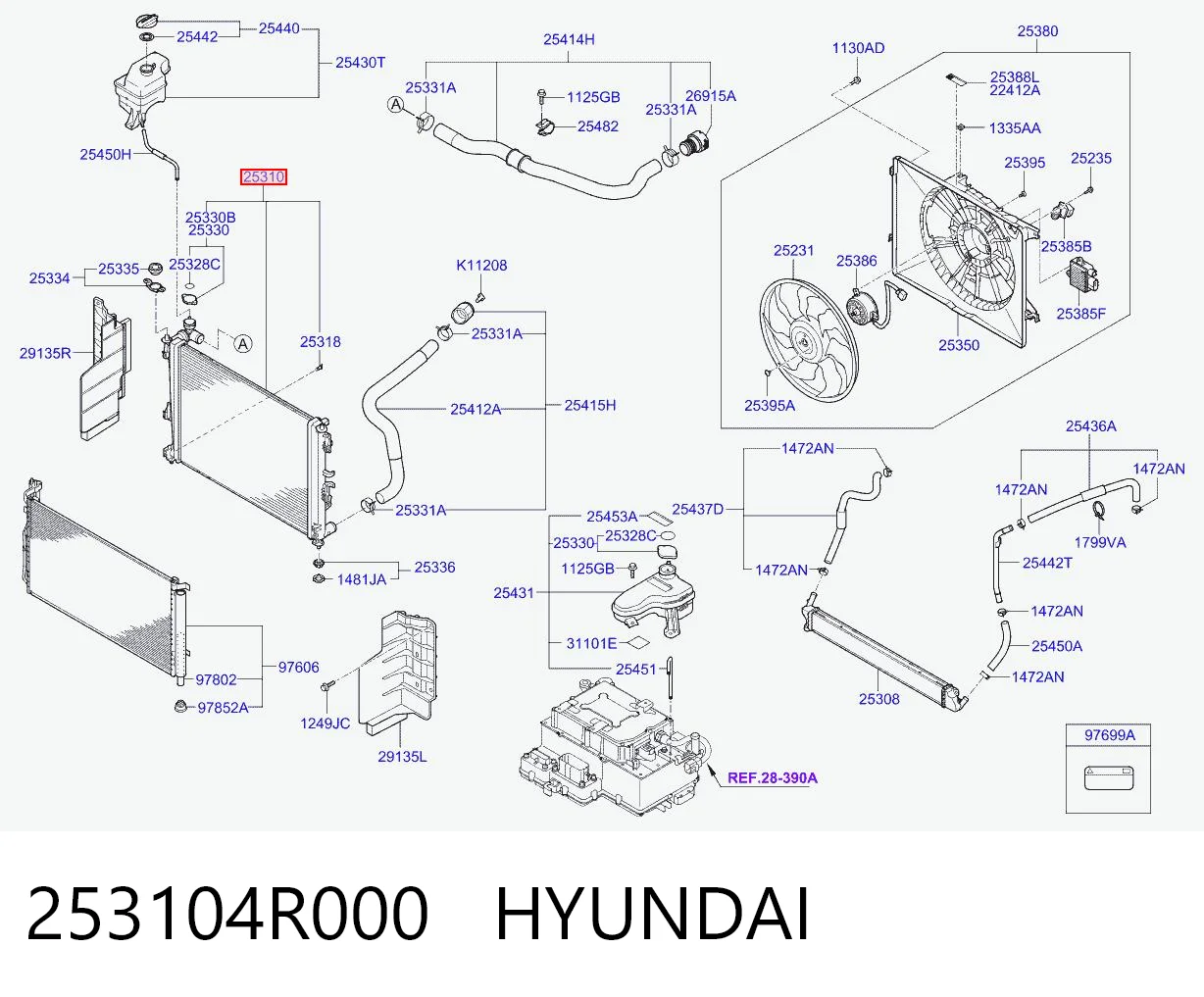 253104R000 Hyundai/Kia Радіатор охолодження двигуна