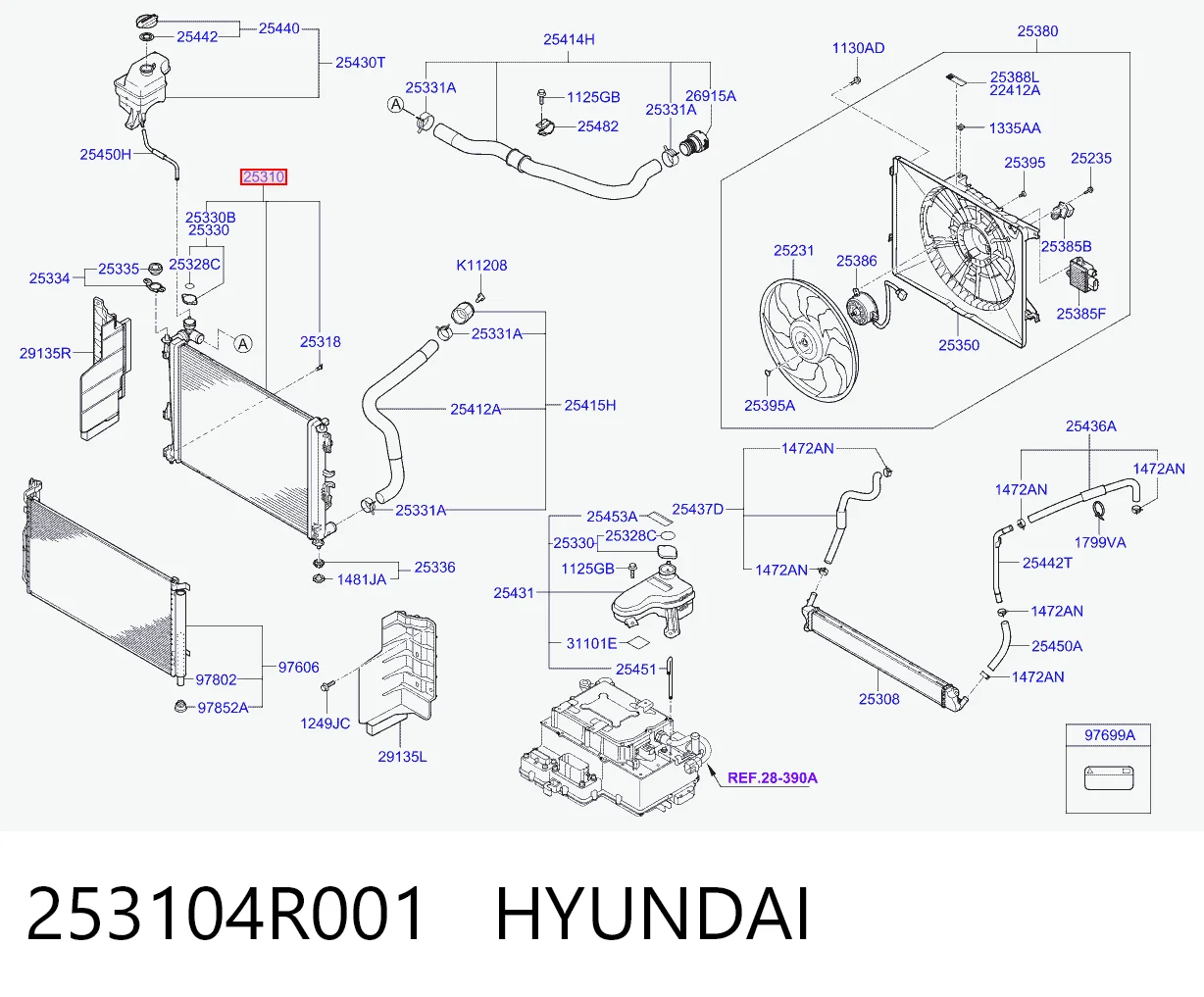 253104R001 Hyundai/Kia Радіатор охолодження двигуна