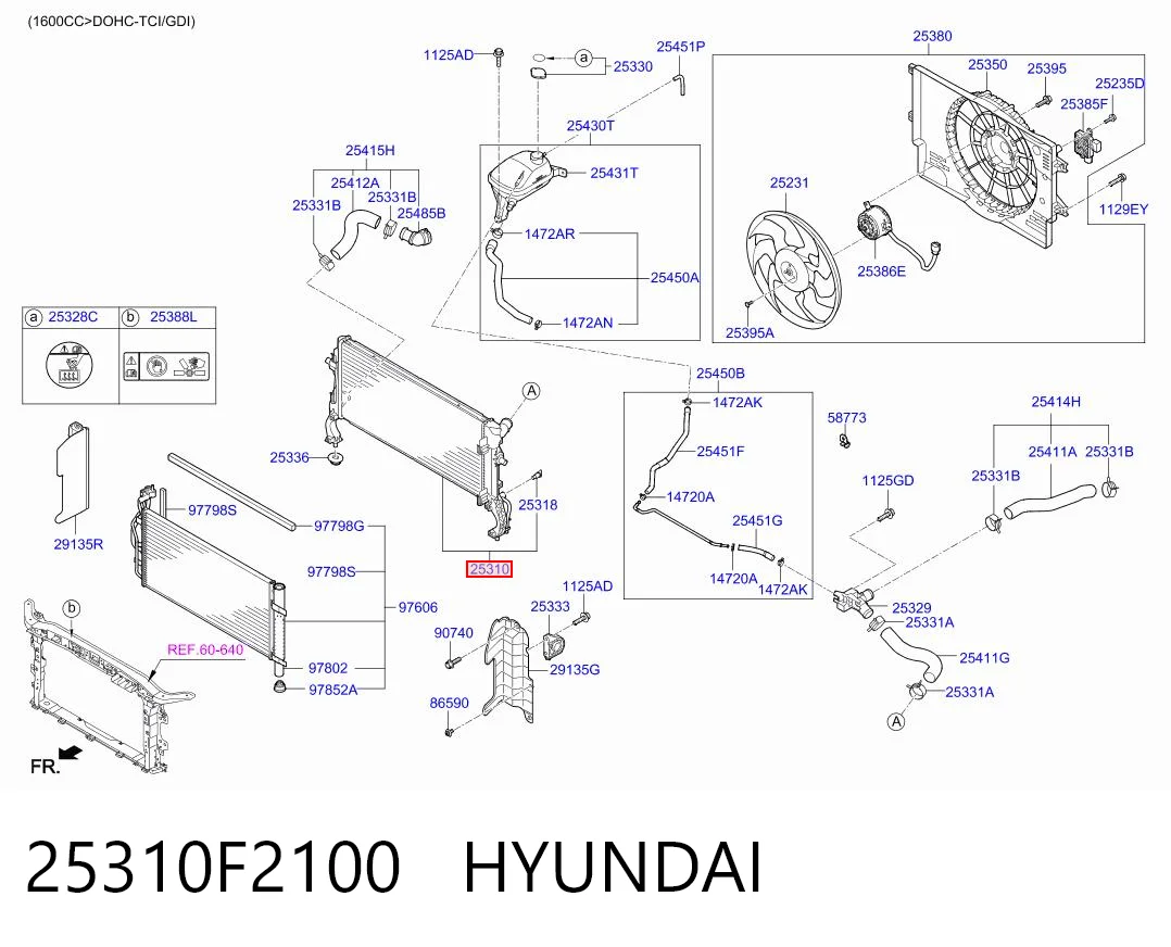 25310F2100 Hyundai/Kia Радіатор охолодження двигуна
