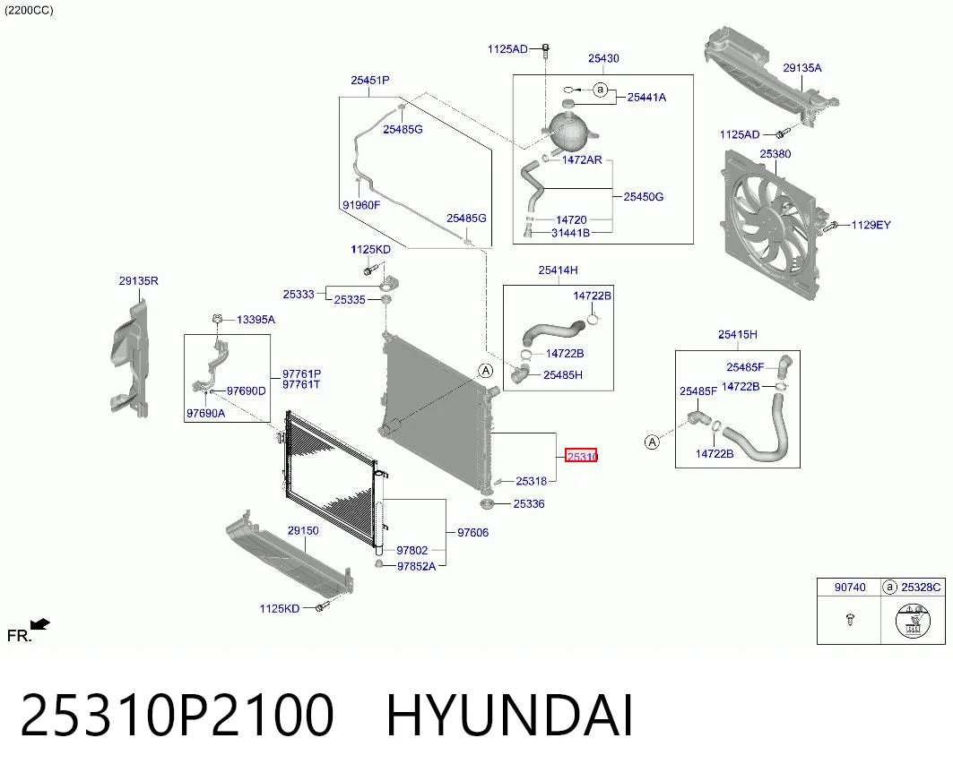 25310P2100 Hyundai/Kia Радіатор охолодження двигуна