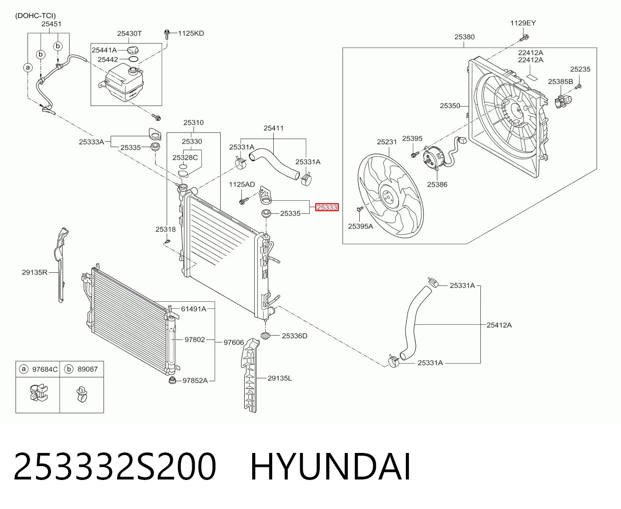 253332S200 Hyundai/Kia Кронштейн/подушка кріплення радіатора, верхній лівий