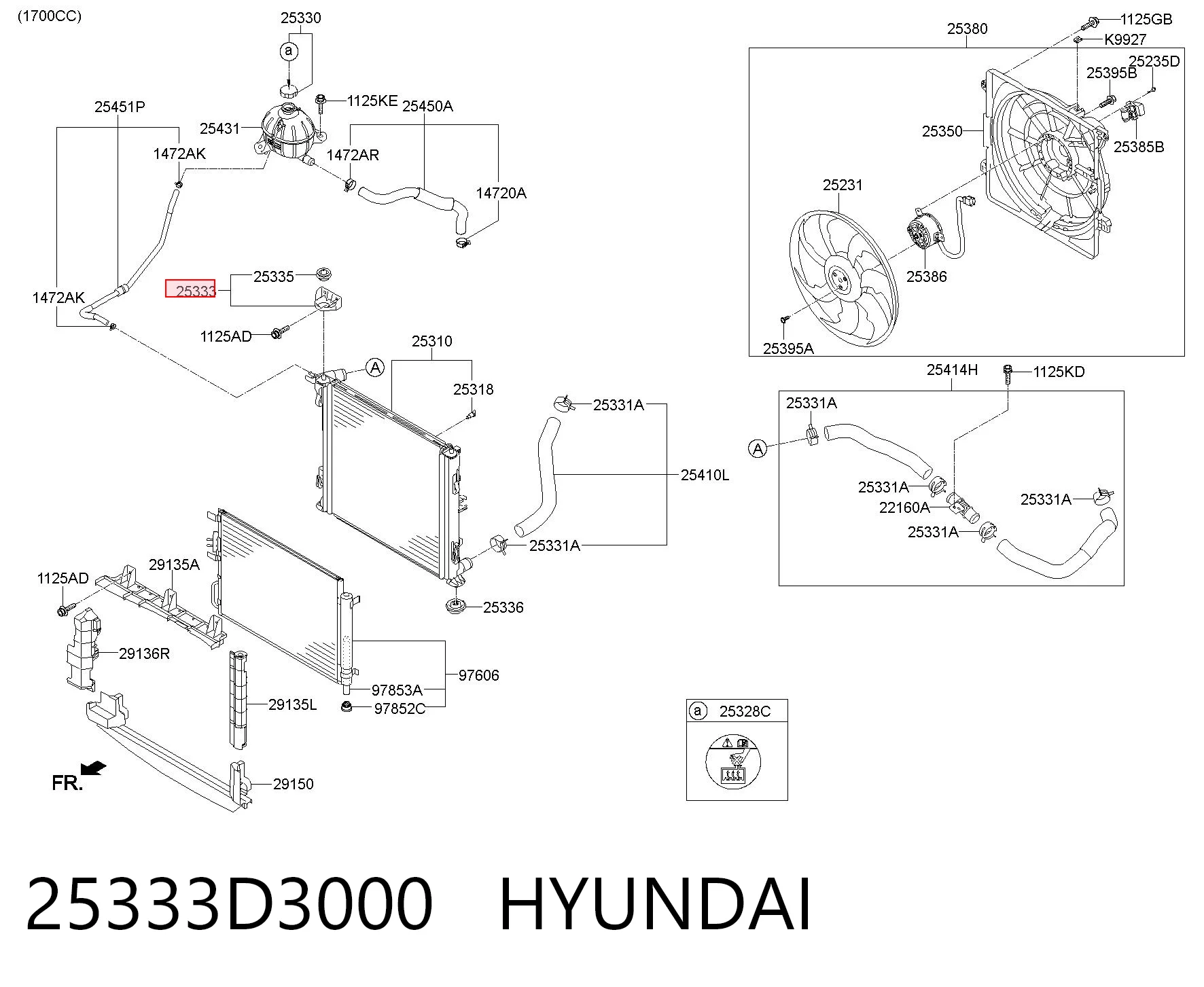 25333D3000 Hyundai/Kia Подушка радіатора охолодження, верхня