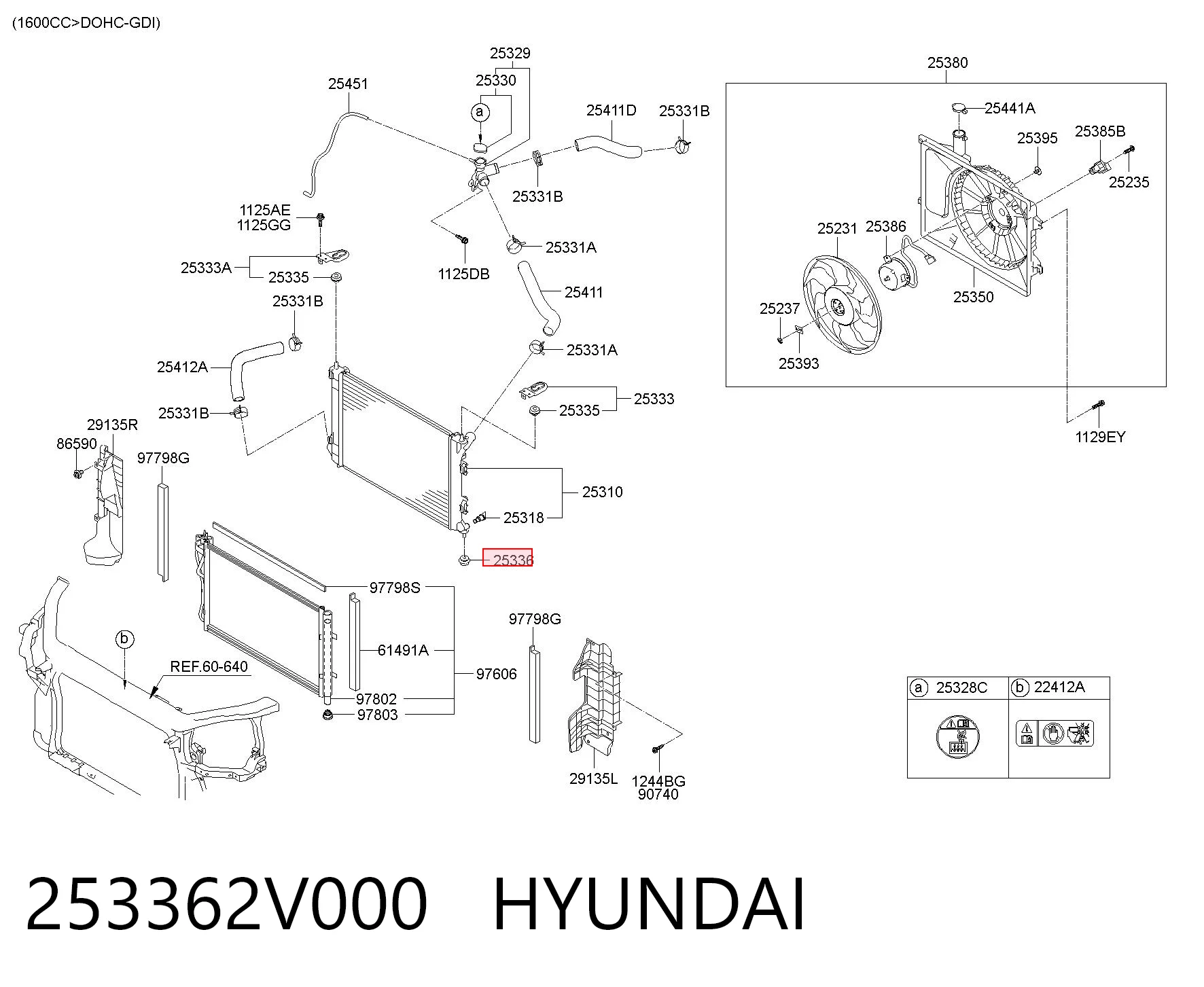 253362V000 Hyundai/Kia Кронштейн/подушка кріплення радіатора, нижній