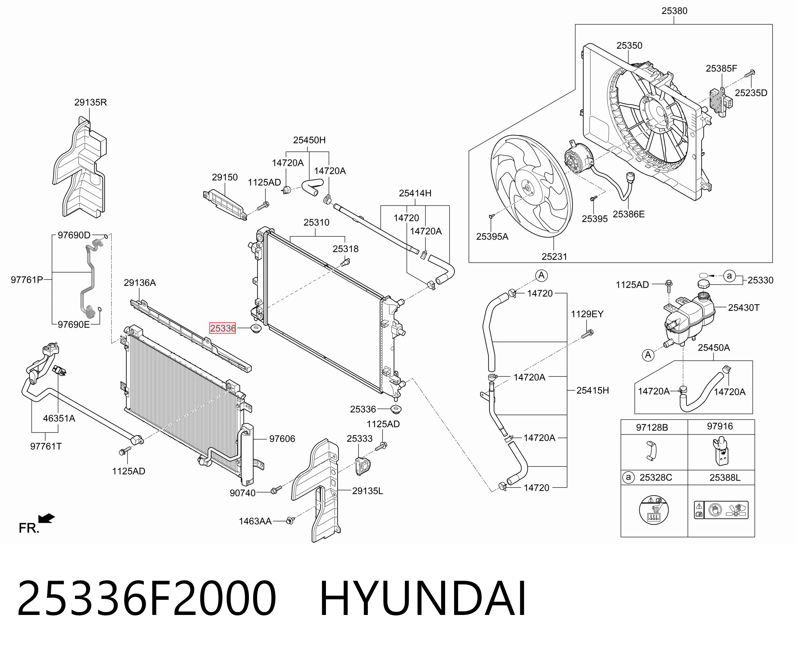 25336F2000 Hyundai/Kia Кронштейн/подушка кріплення радіатора, нижній
