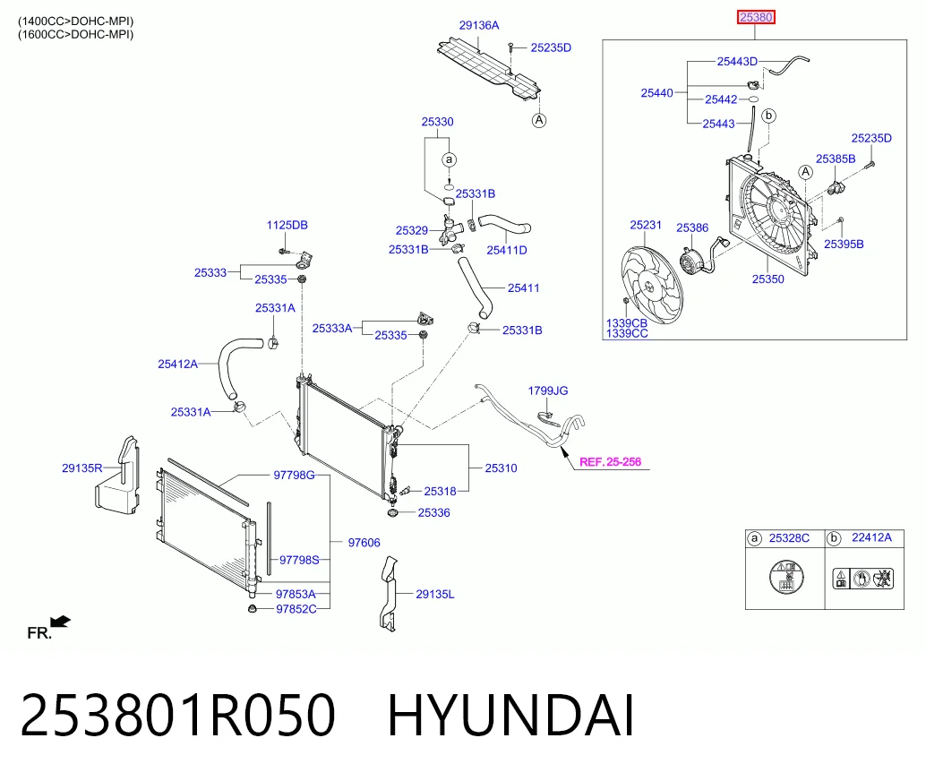 253801R050 Hyundai/Kia Дифузор радіатора охолодження, в зборі з мотором і крильчаткою