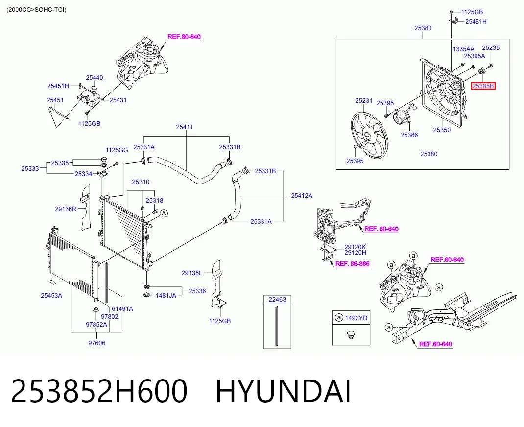 253852H600 Hyundai/Kia Регулятор оборотів вентилятора охолодження, блок управління