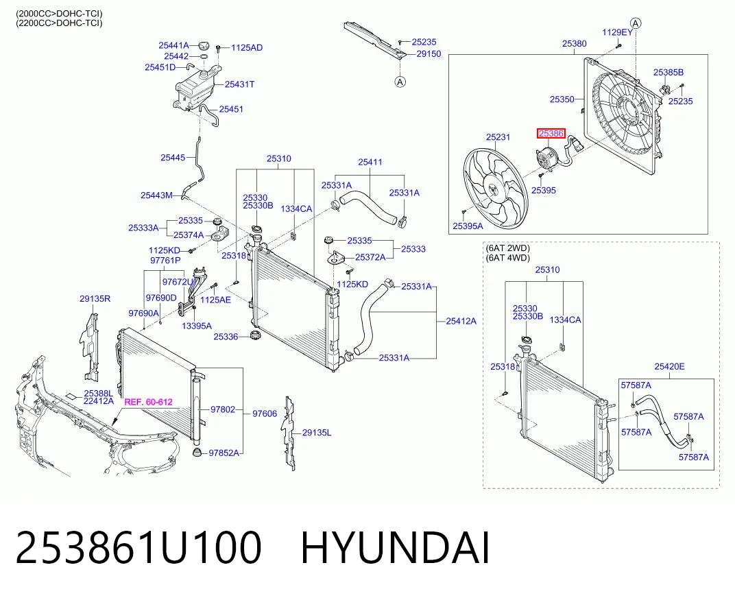 253861U100 Hyundai/Kia Електродвигун вентилятора системи охолодження