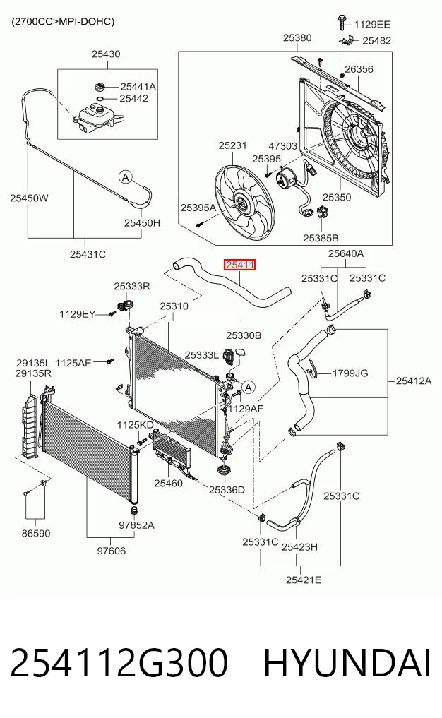 254112G300 Hyundai/Kia Патрубок системи охолодження