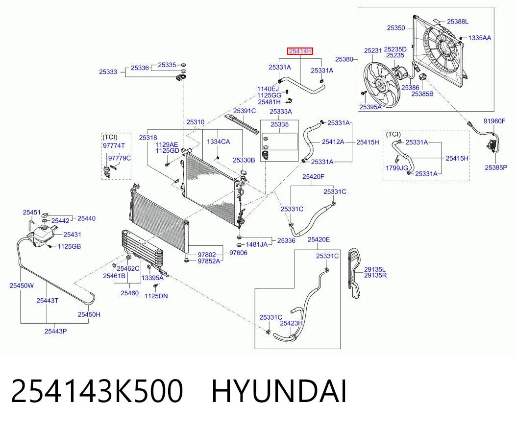 254143K500 Hyundai/Kia Патрубок системи охолодження