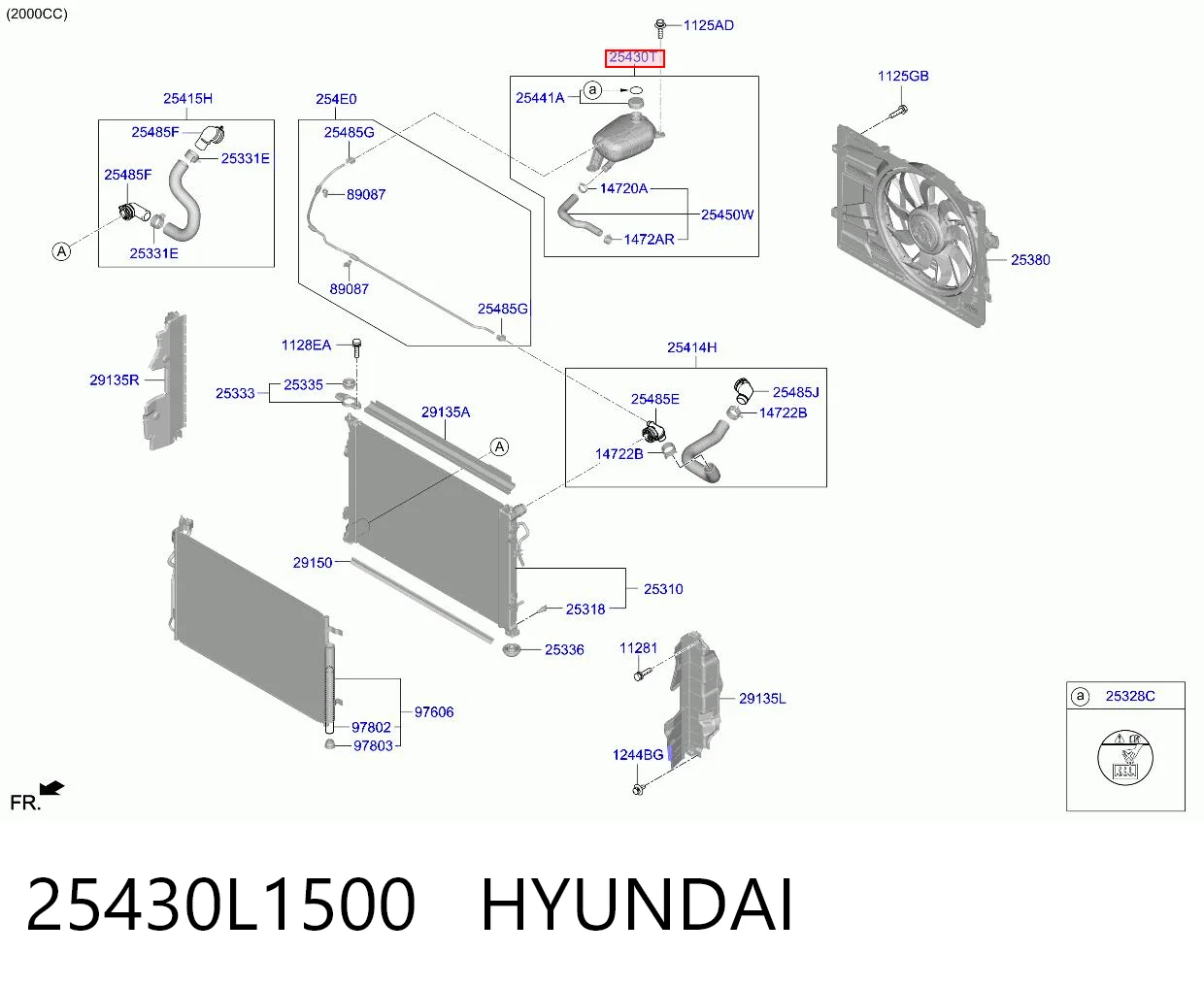 25430L1500 Hyundai/Kia Розширювальний бачок охолодження