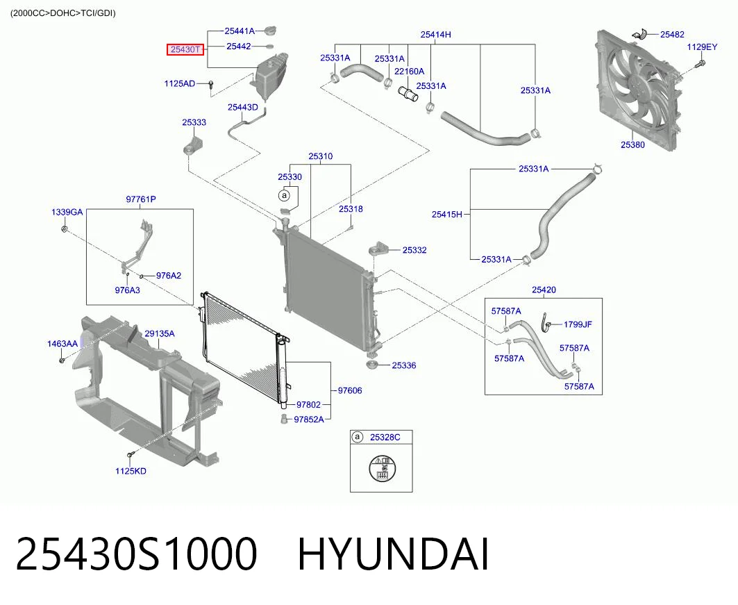25430S1000 Hyundai/Kia Розширювальний бачок охолодження