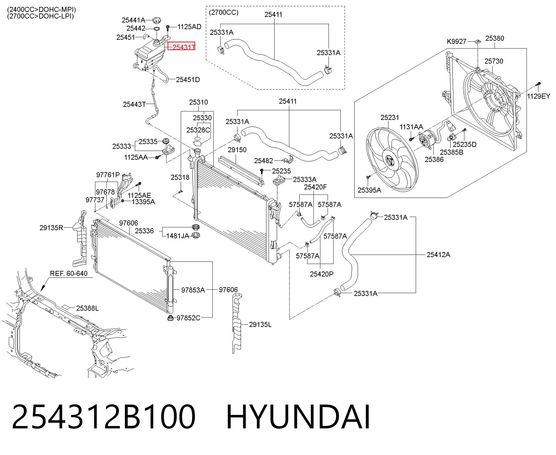 Розширювальний бачок охолодження на Hyundai Santa Fe II CM
