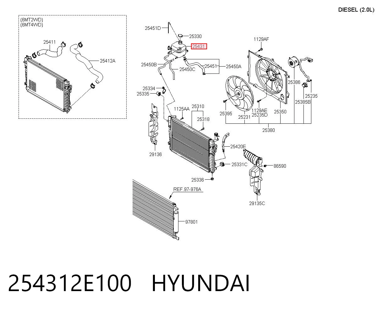 254312E100 Hyundai/Kia Розширювальний бачок охолодження