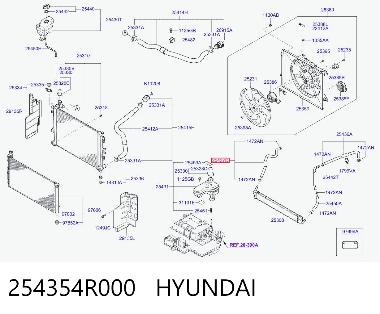 254354R000 Hyundai/Kia Шланг/патрубок радіатора охолодження, нижній