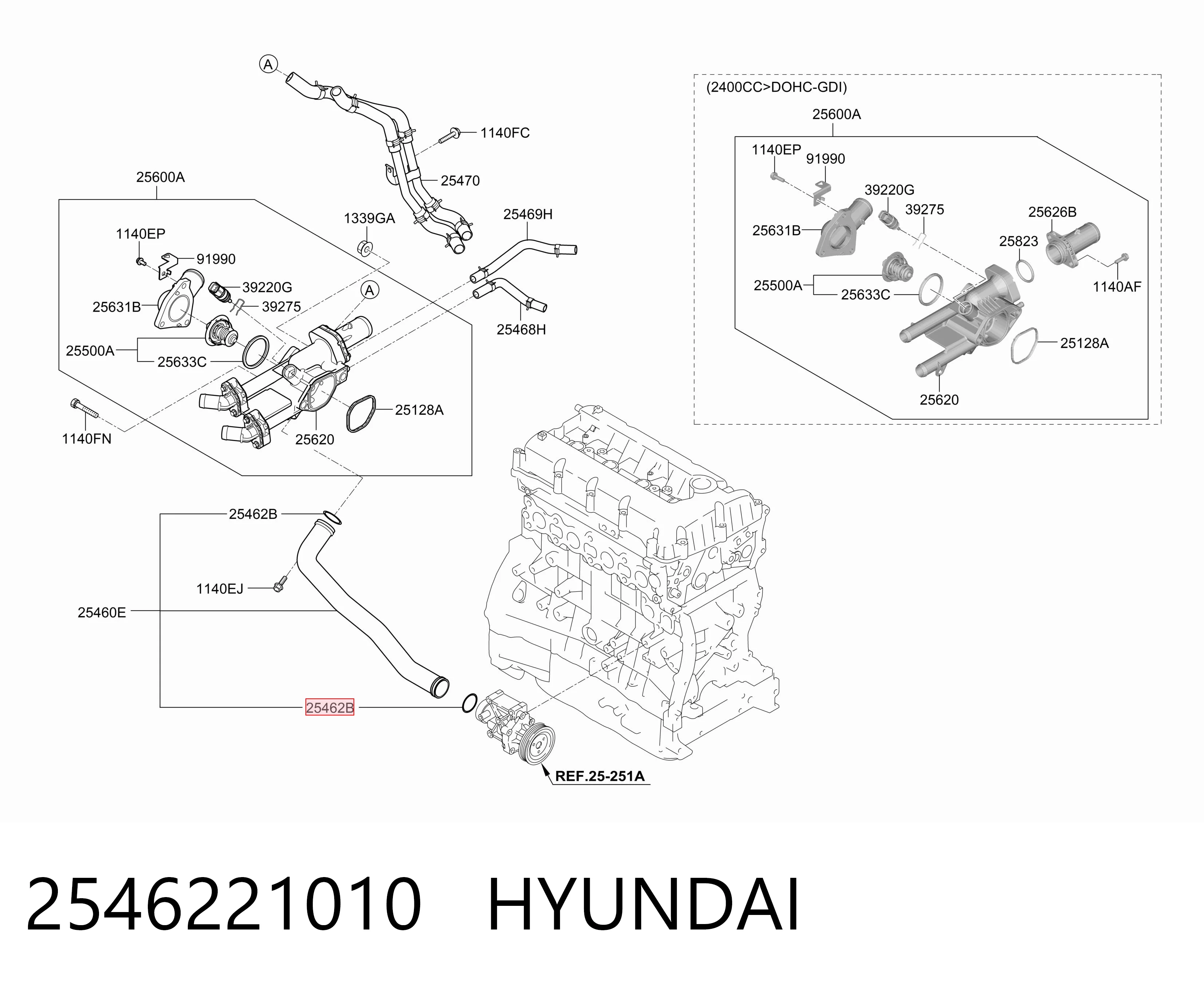 2546221010 Hyundai/Kia Прокладка фланця (трійника) системи охолодження