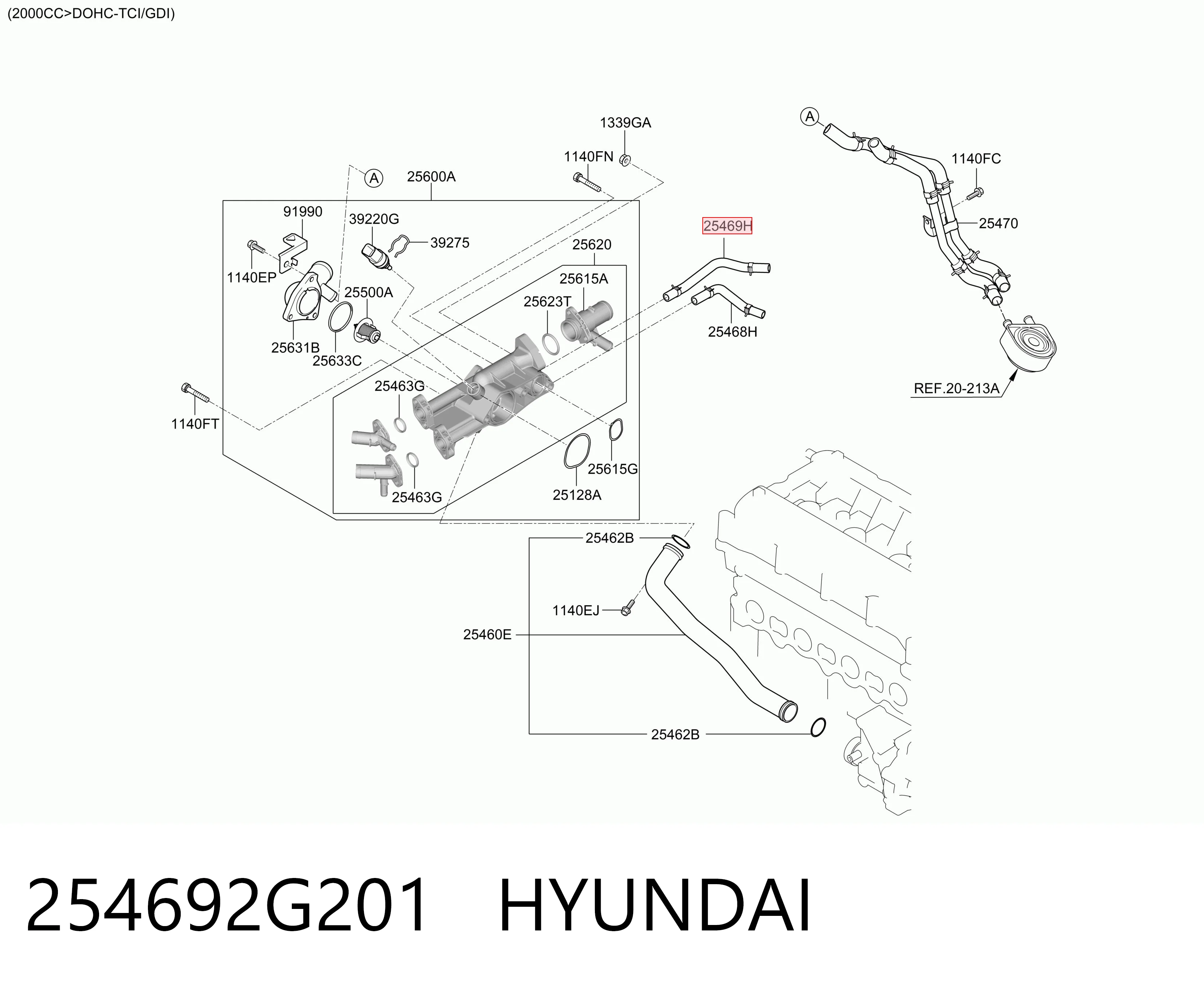 Шланг термостата на Hyundai Santa Fe III DM