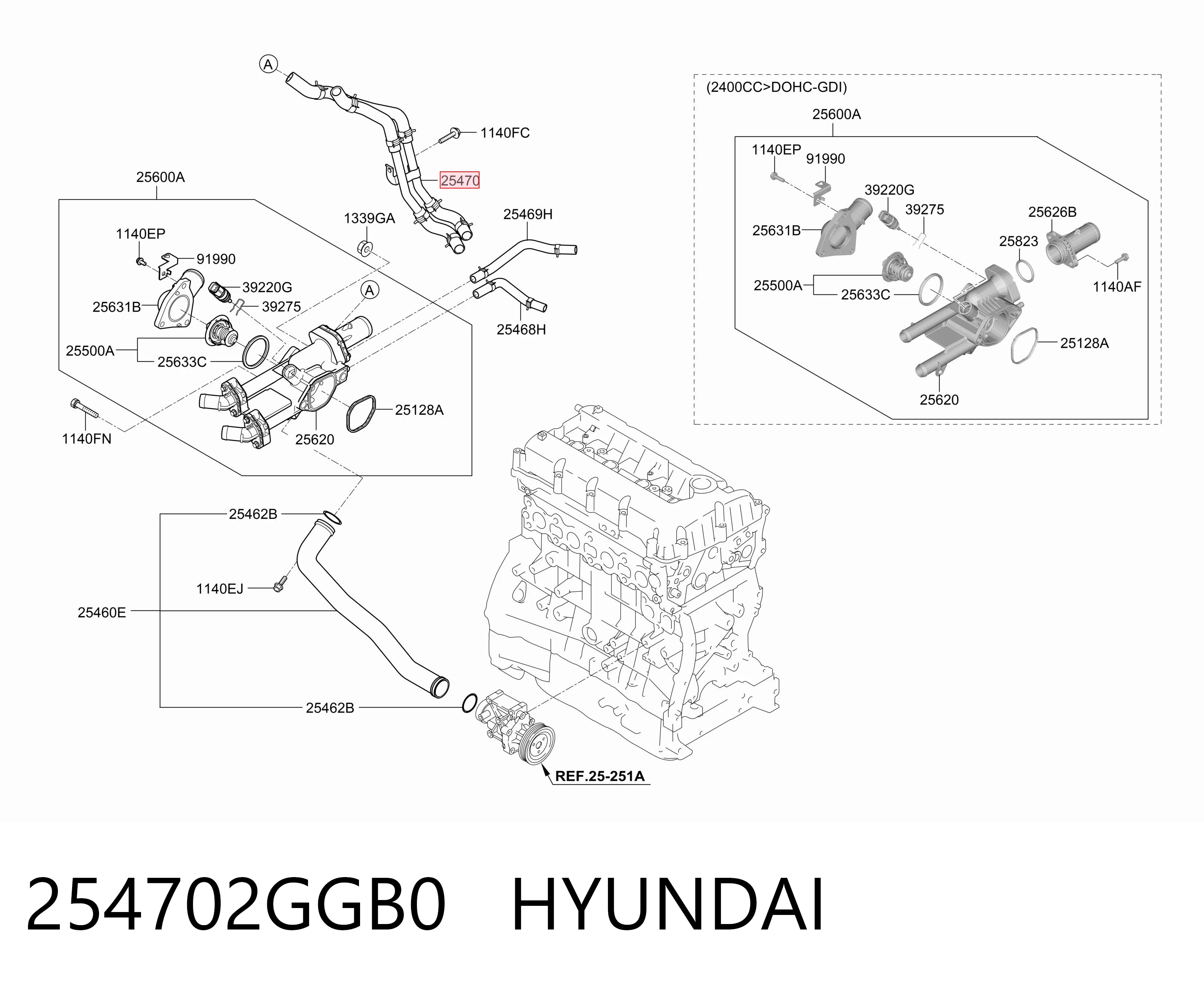 Шланг термостата на Hyundai Tucson III TL