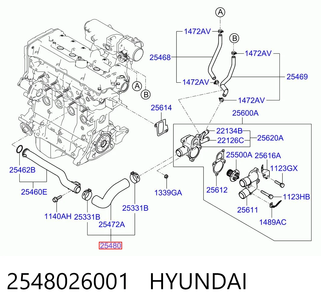 Шланг термостата на Hyundai Accent II LC