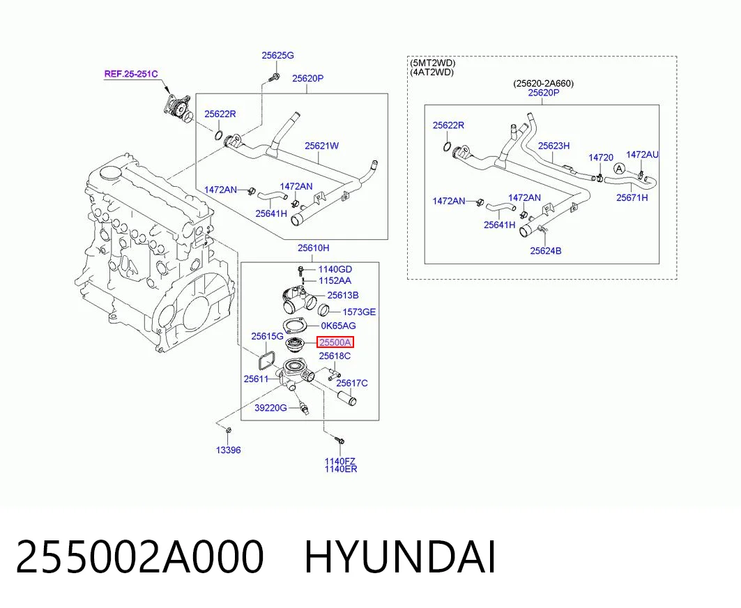 255002A000 Hyundai/Kia Авто термостат