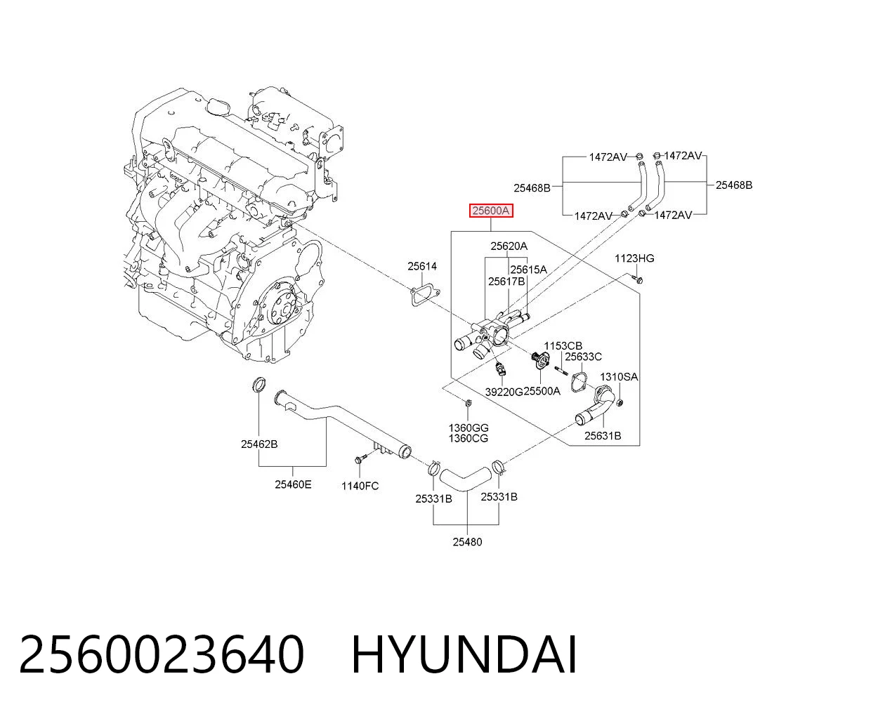 Корпус термостата в зборі на Hyundai Tucson I JM
