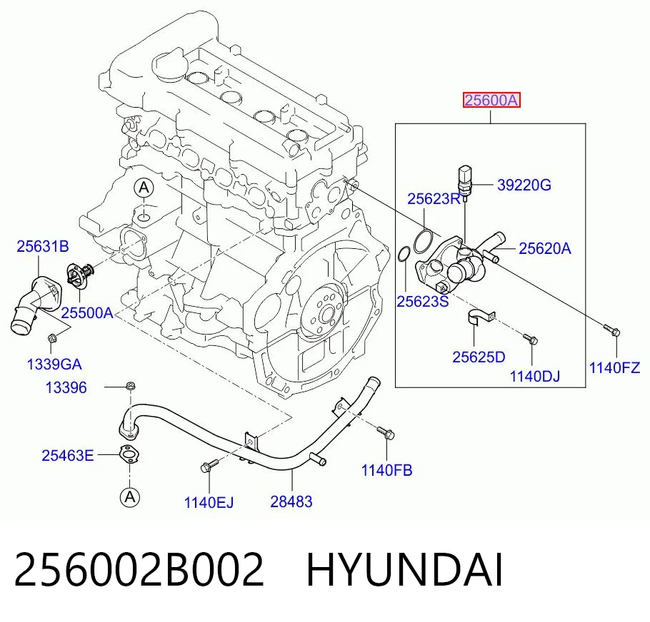 256002B002 Hyundai/Kia Корпус термостата в зборі