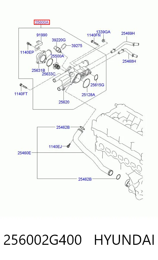 256002G400 Hyundai/Kia Корпус термостата в зборі