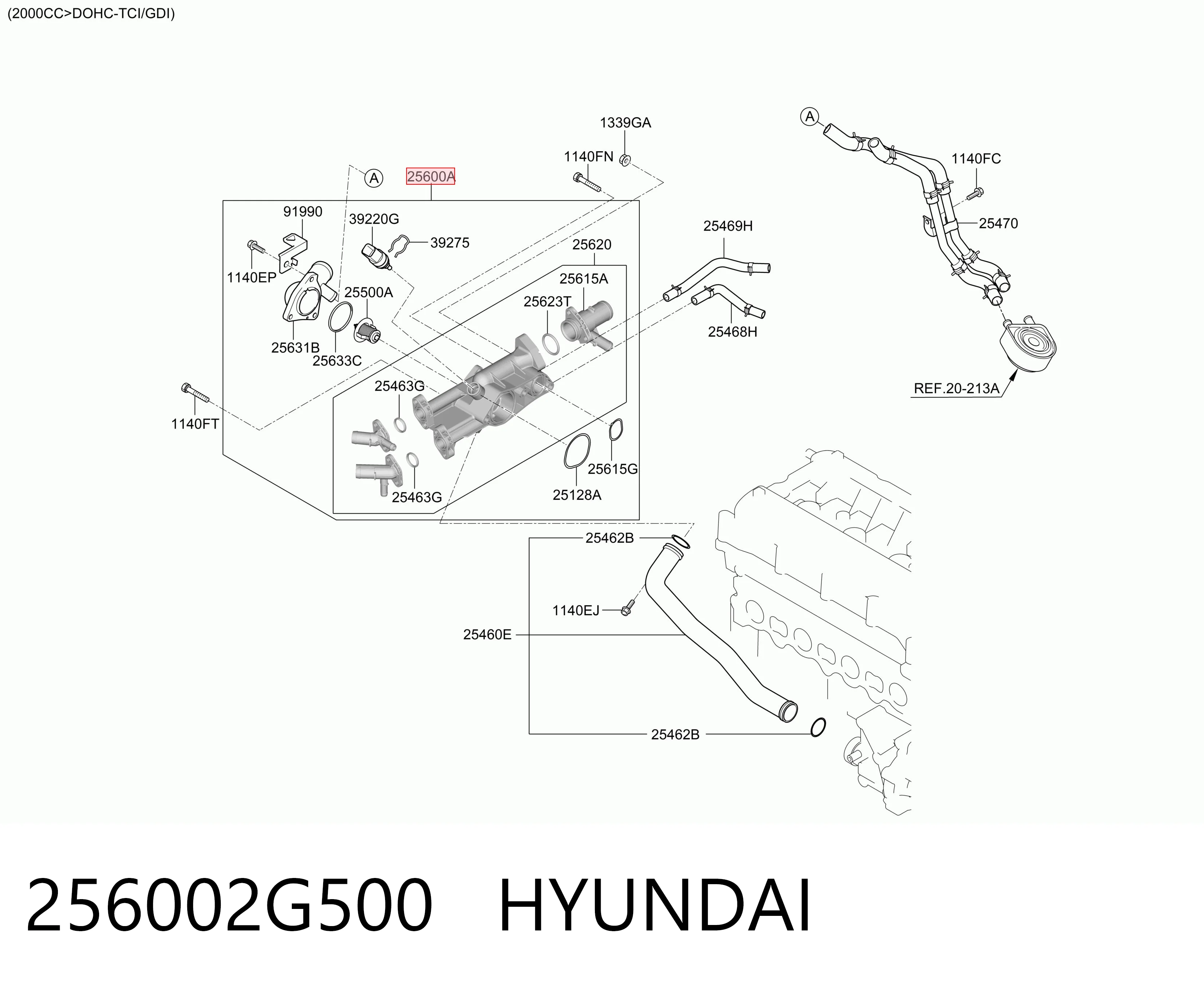 256002G500 Hyundai/Kia Корпус термостата в зборі