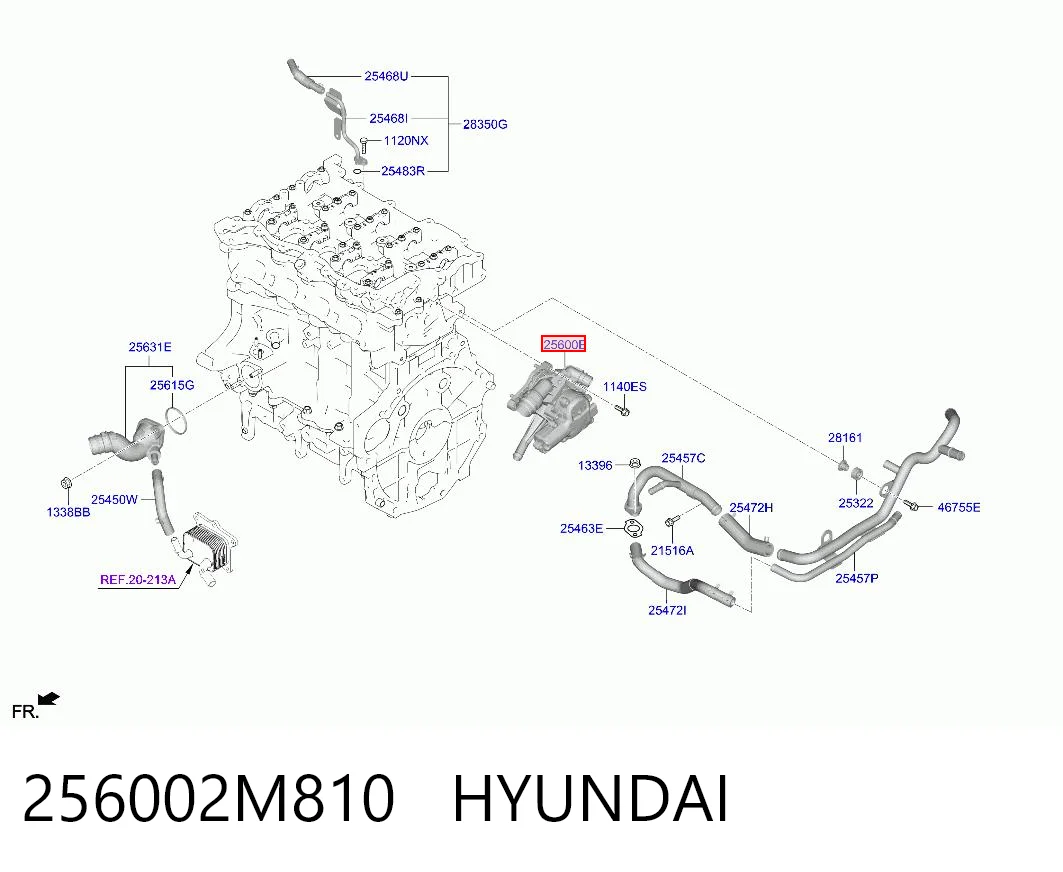 256002M810 Hyundai/Kia Корпус термостата в зборі